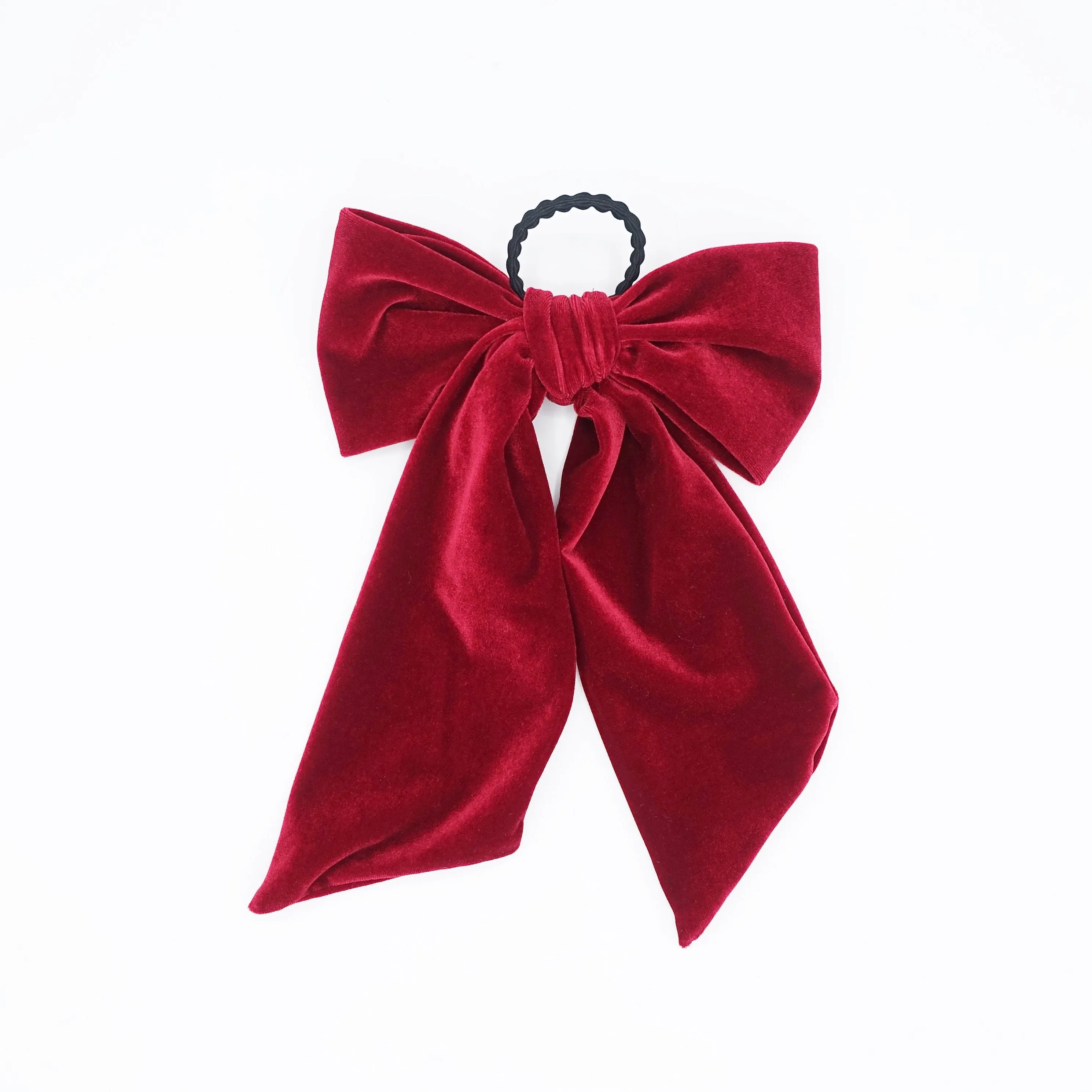 long giant velvet bow hair elastic ponytail holder