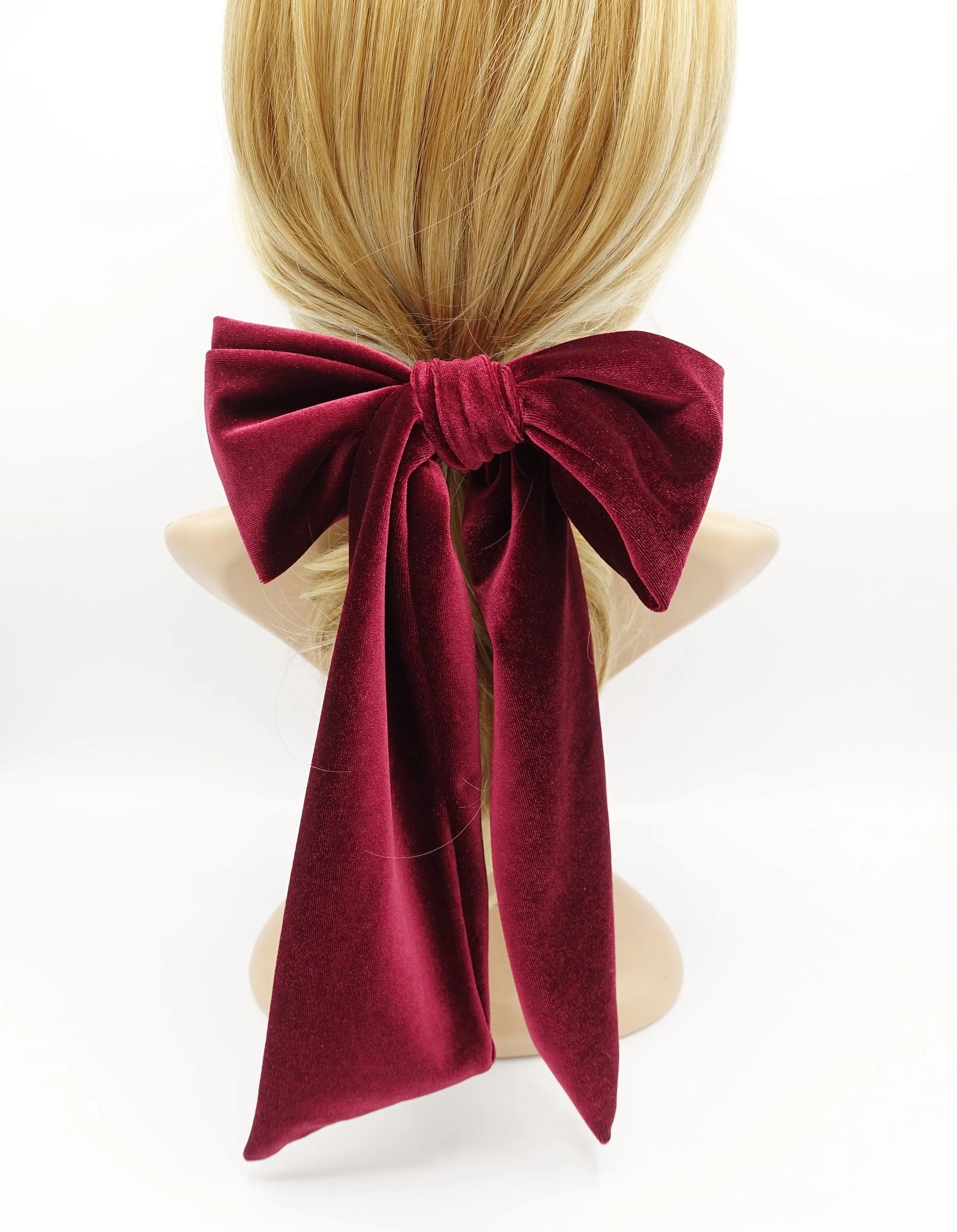 long giant velvet bow hair elastic ponytail holder