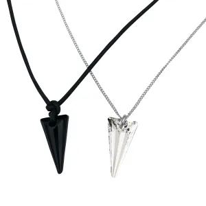 Matching His & Hers Swarovski Crystal Spike Pendant Necklaces: Black Leather & Clear Silver