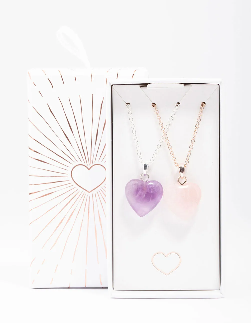 Mixed Metal Semi-Precious Heart Necklace Pack