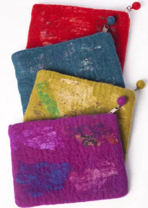 Nuno Felted Wool Sari Collage Accessory Purses One-Of-A-Kind Handmade