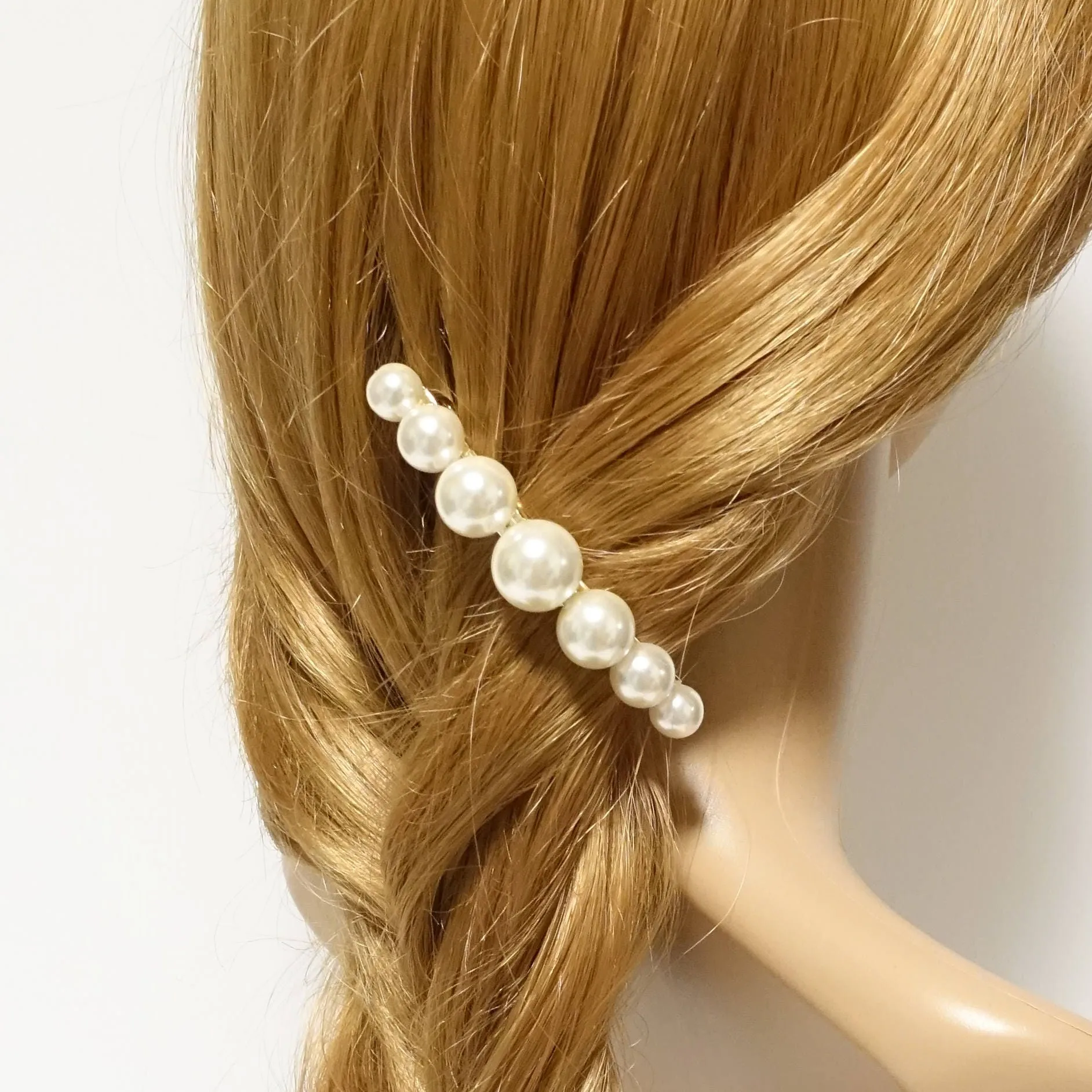 Pearl Ball Beaded French Hair Barrette Banana Hair Clip