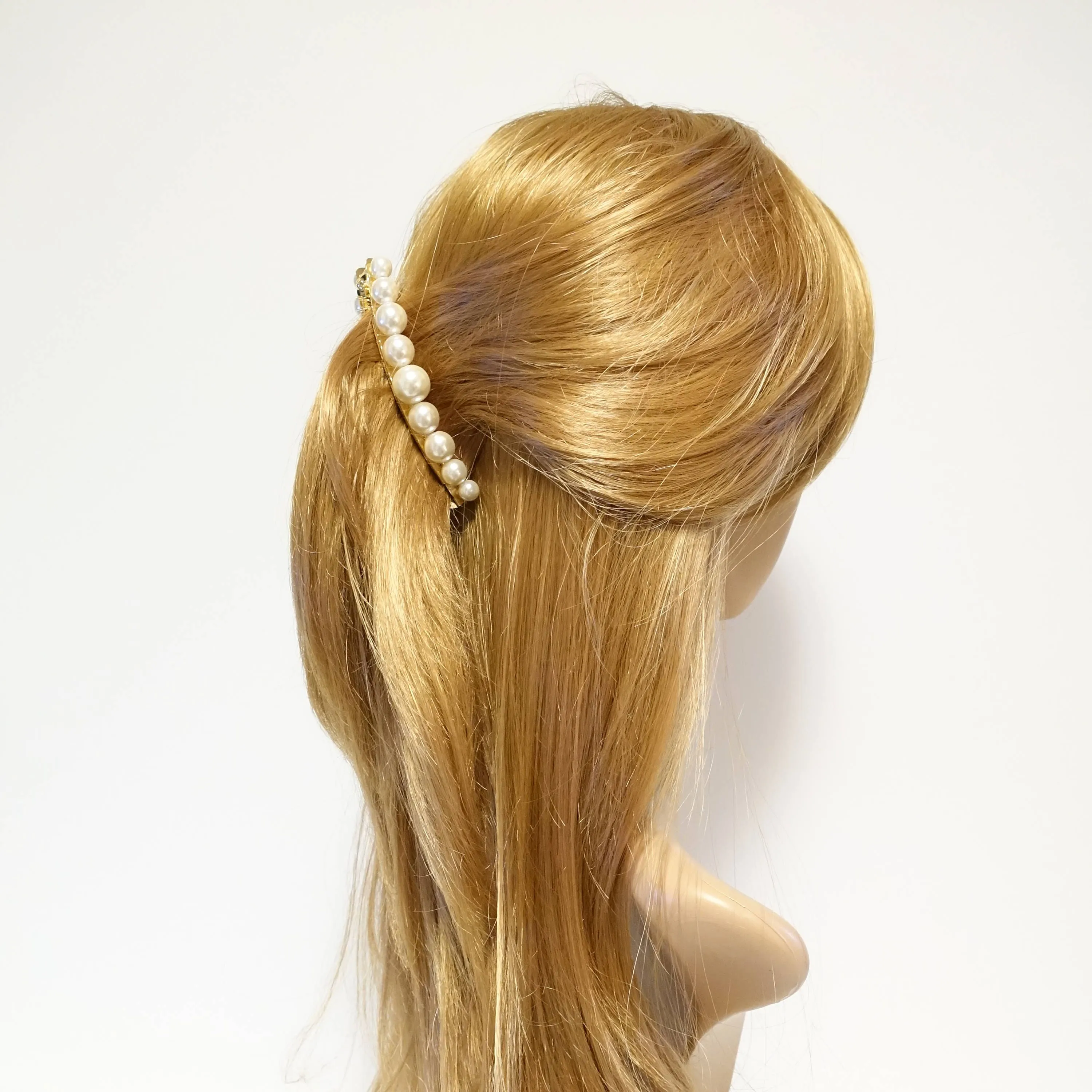 Pearl Ball Beaded French Hair Barrette Banana Hair Clip