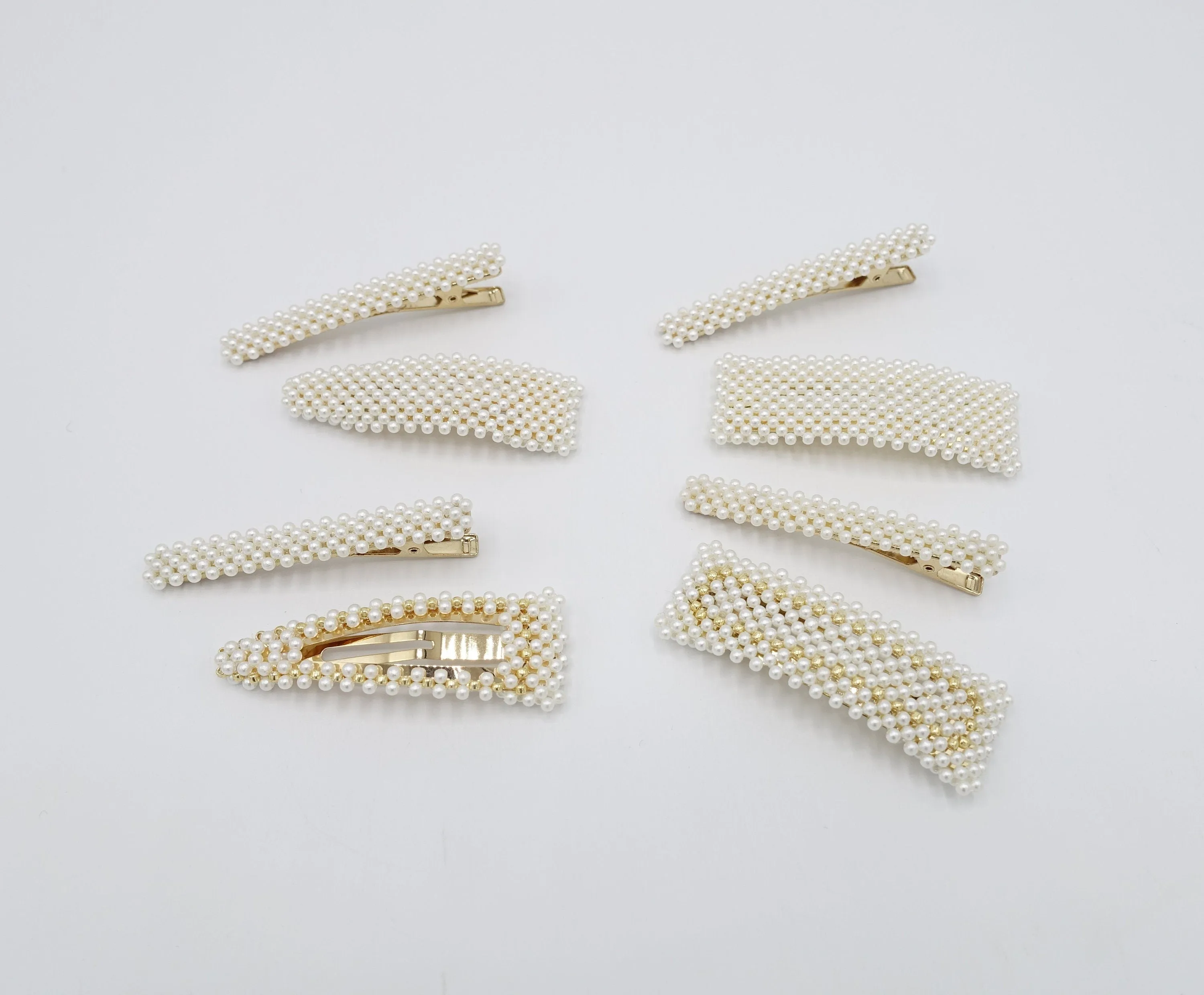 pearl beaded hair clip set