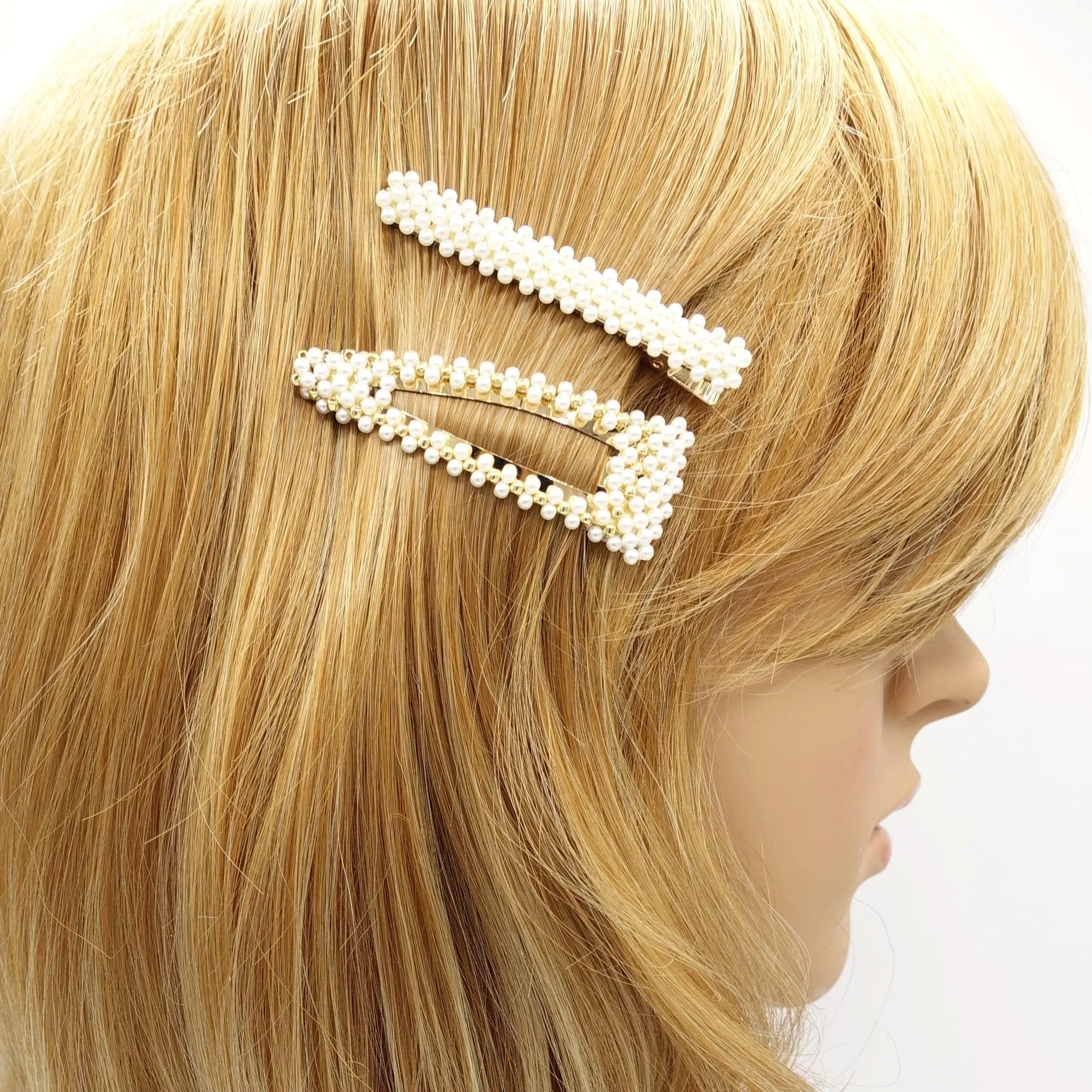 pearl beaded hair clip set