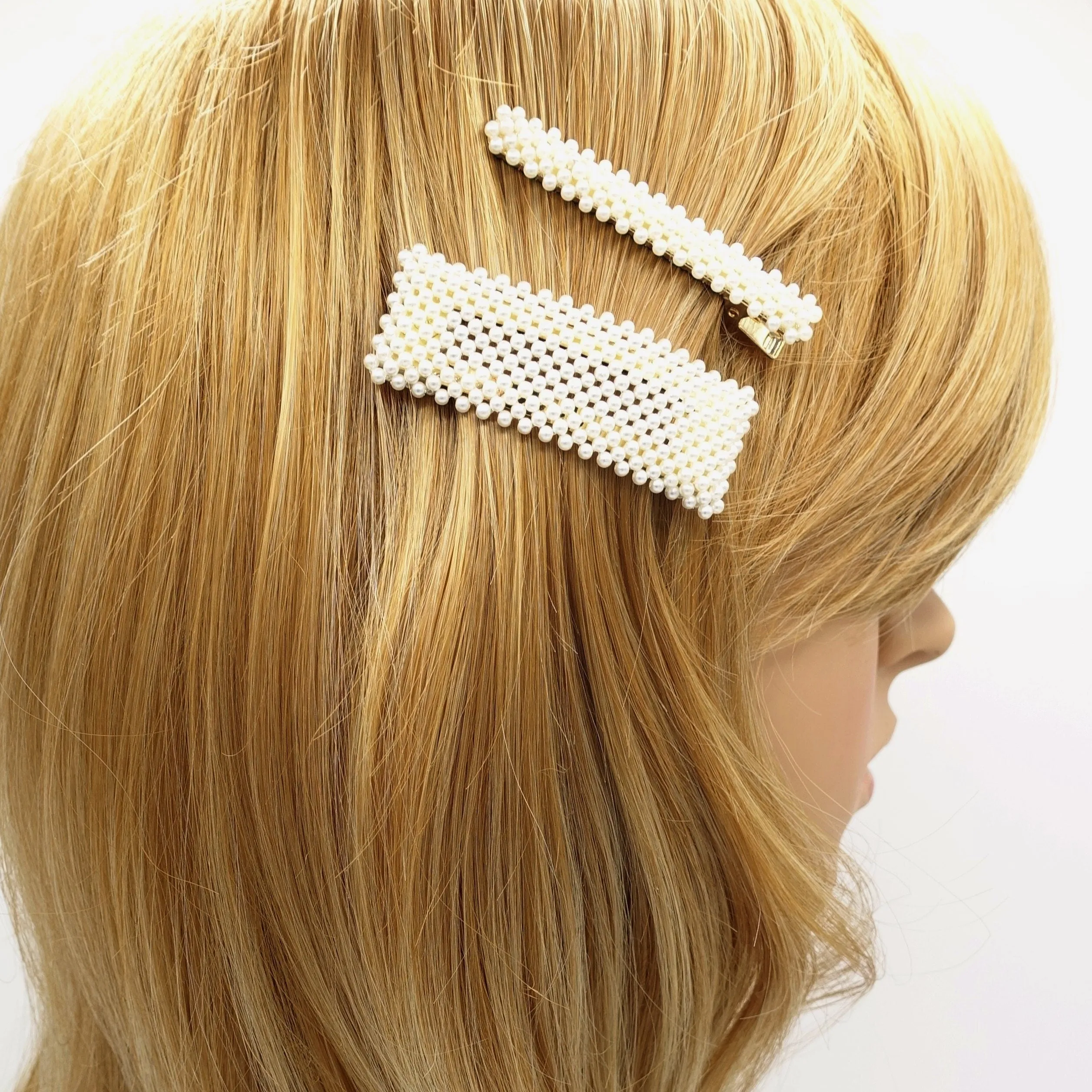 pearl beaded hair clip set