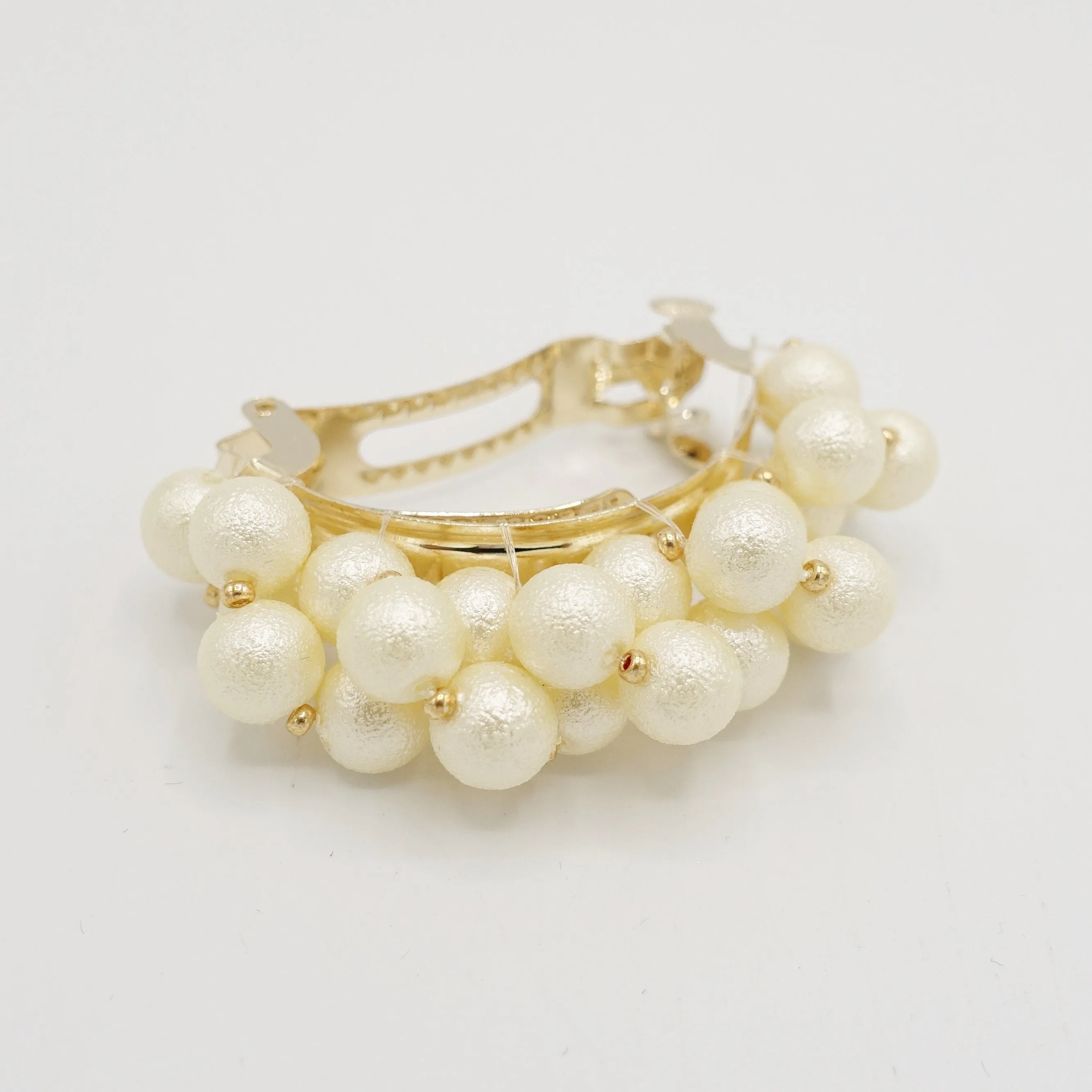 pearl half moon ponytail barrette clip  hair accessory