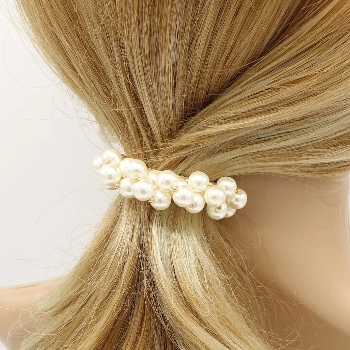 pearl half moon ponytail barrette clip  hair accessory