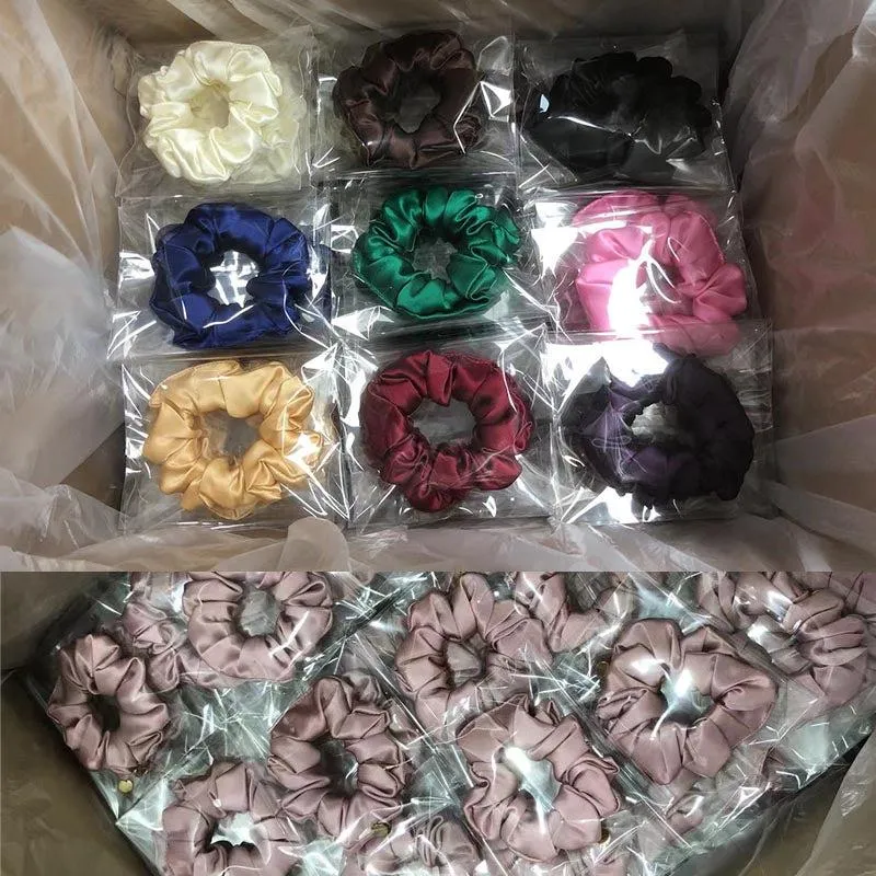 Pink silk scrunchies medium