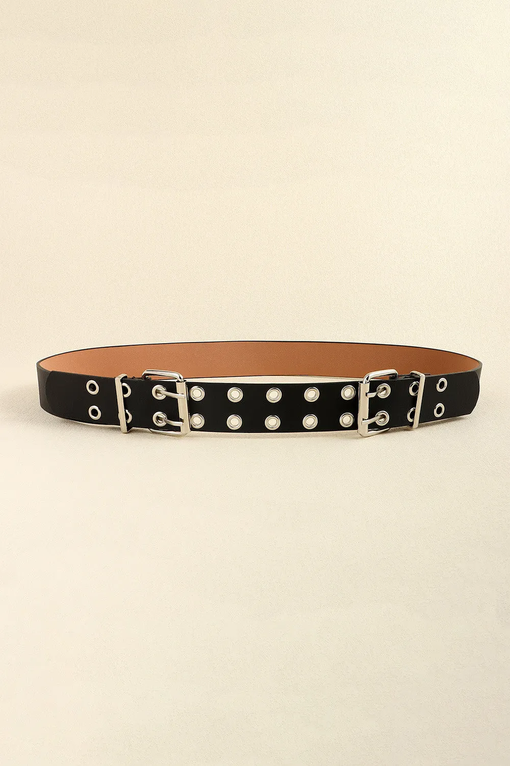 PU Leather Two Row Eyelet Belt