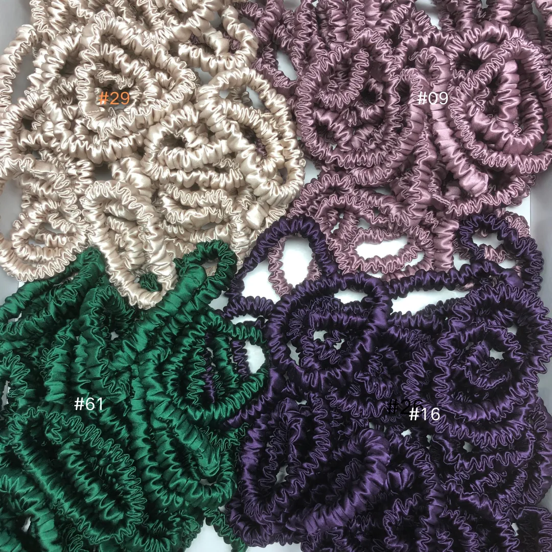 Purple lotus silk scrunchies mini