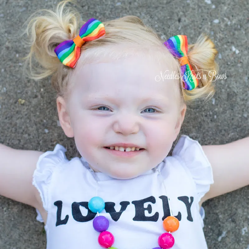 Rainbow Hair Clips, Pigtail Bows, Hair Accessories