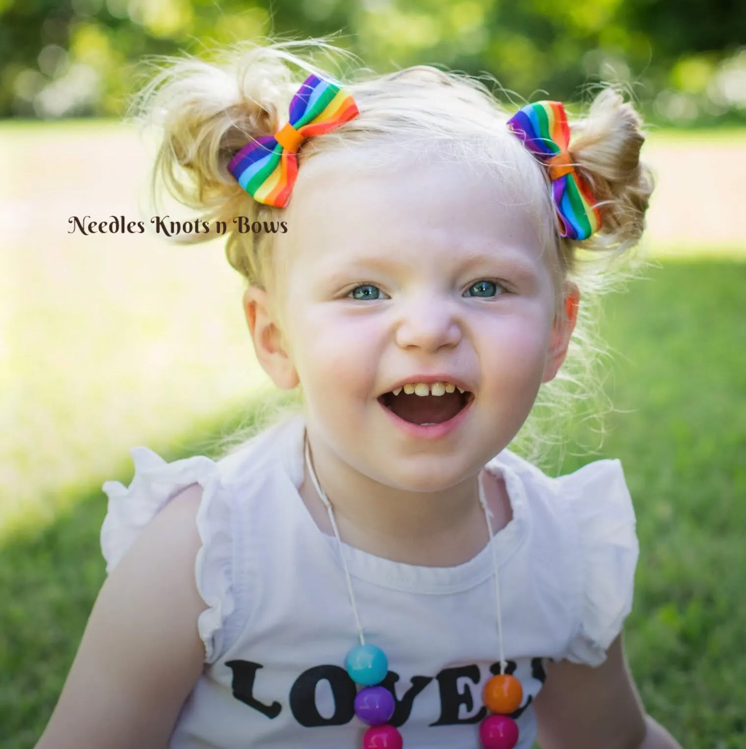 Rainbow Hair Clips, Pigtail Bows, Hair Accessories