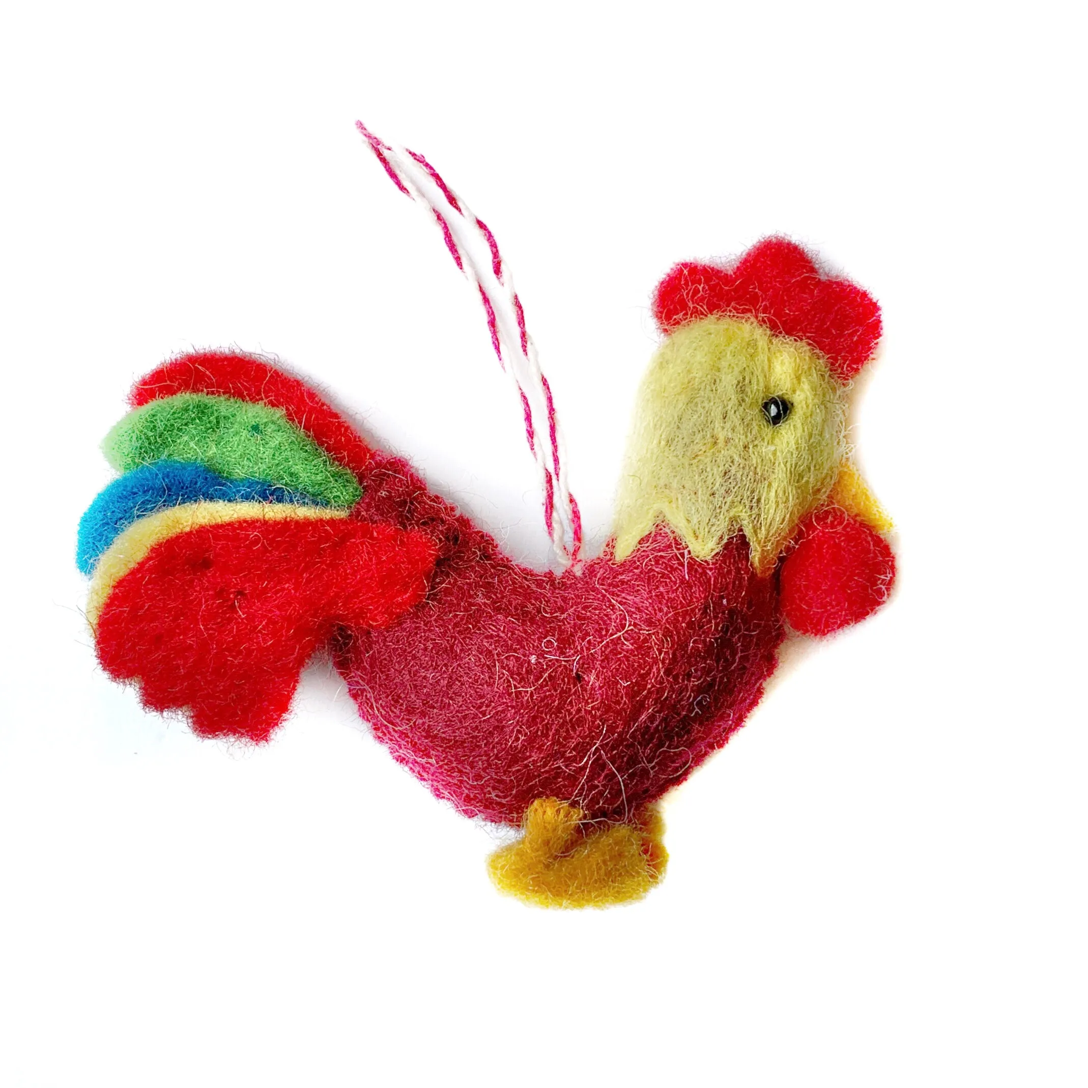 Rooster Ornament, Felt Wool