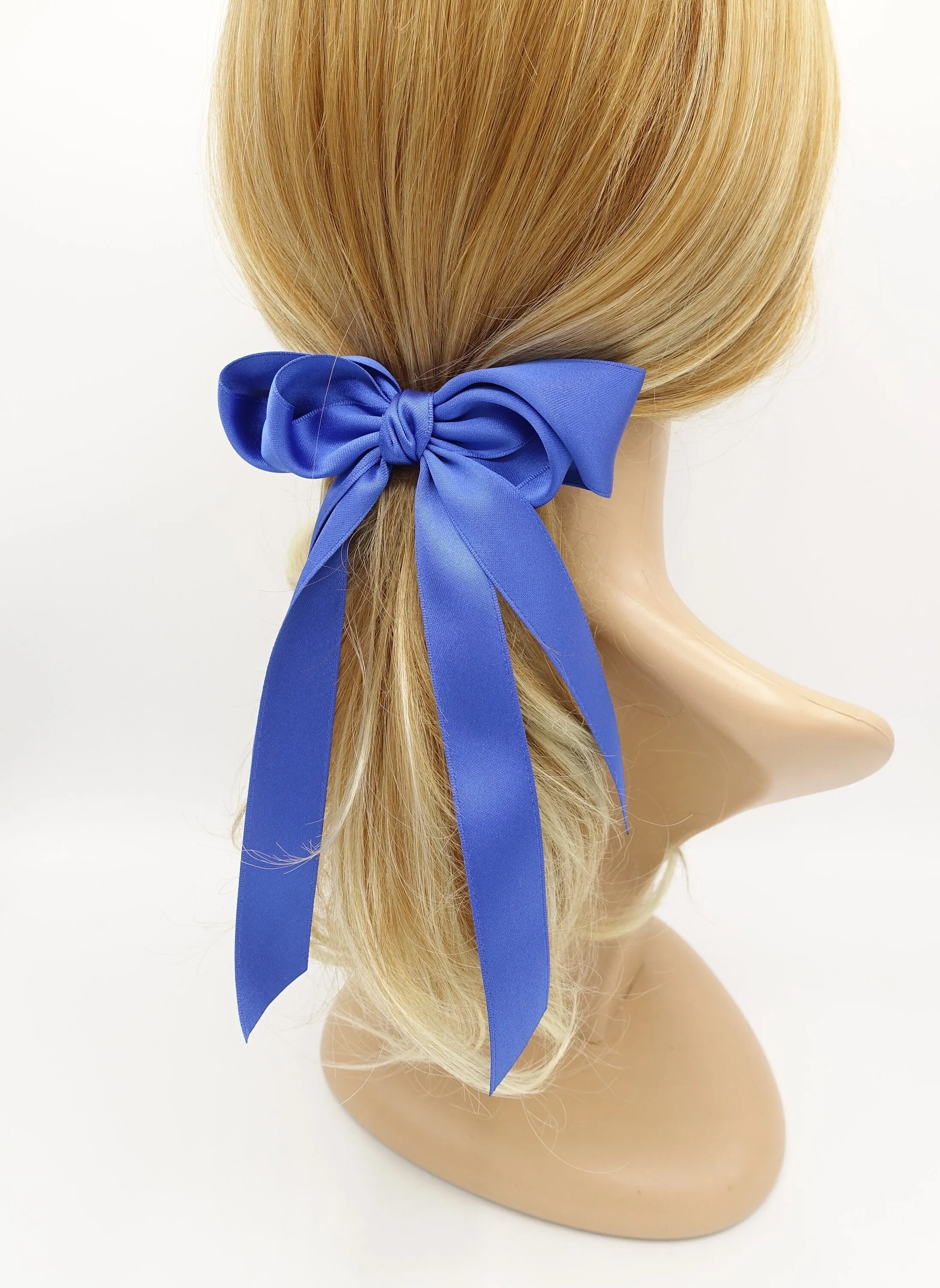 satin hair bow layered double tail hair accessory for women