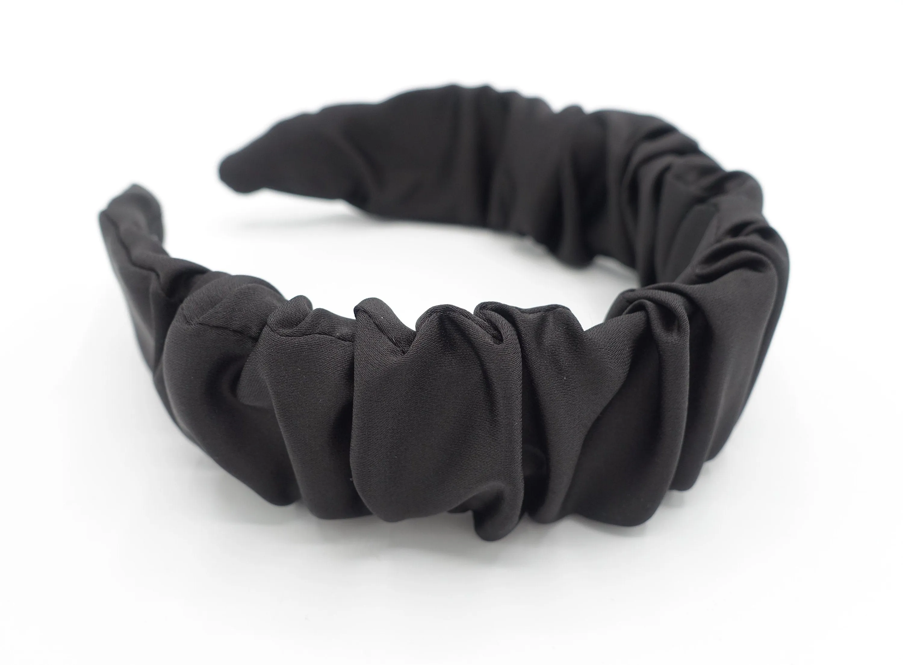 satin ruched headband solid color pleats hairband classy hair accessory for woman