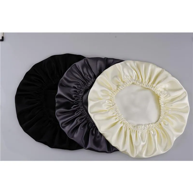 Silk Hair Bonnet - Double side no edge - Black