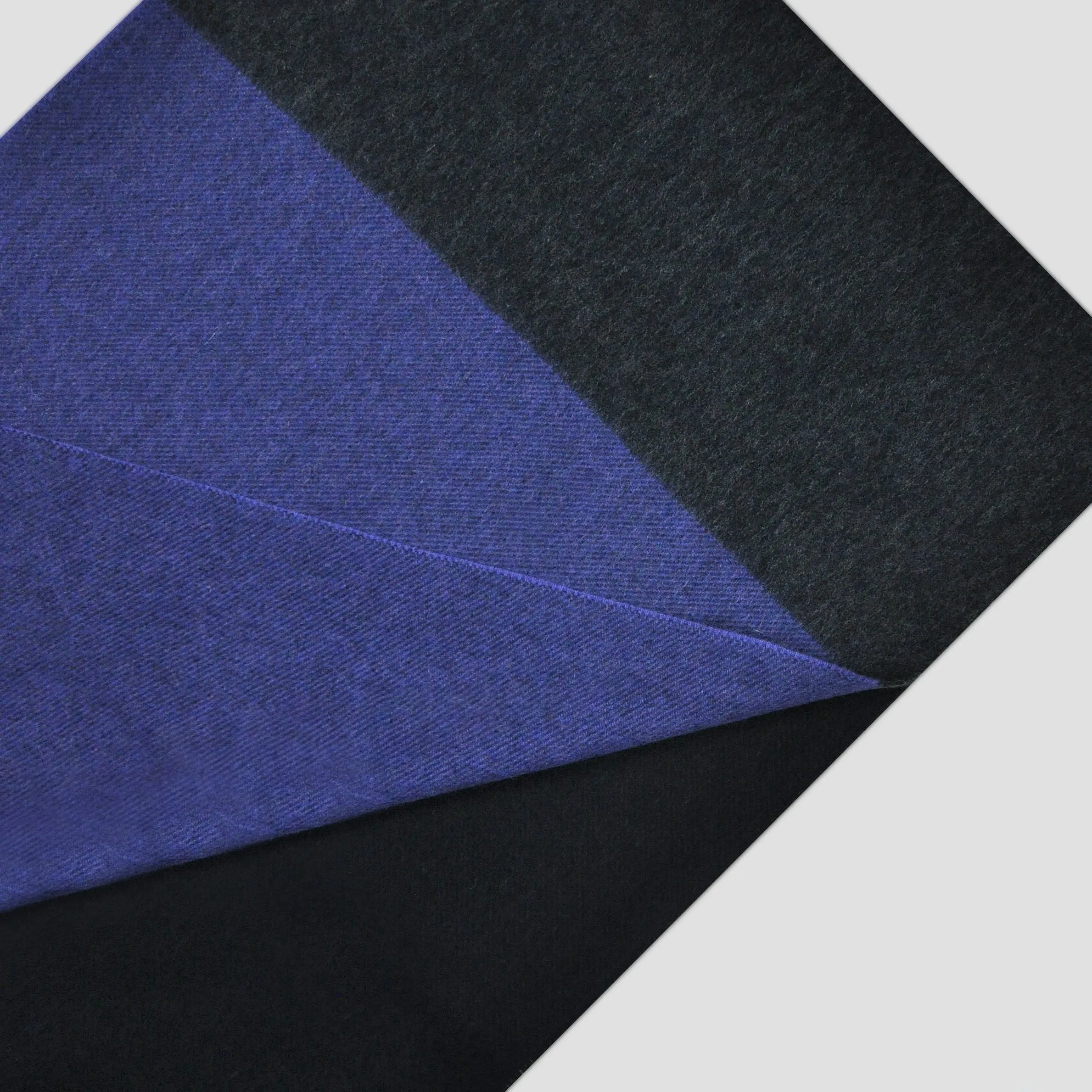 Three Panels of Colour Cashmere Scarf in Blue, Grey & Charcoal