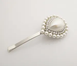 water drop shape pearl rhinestone decorated hair clip for women