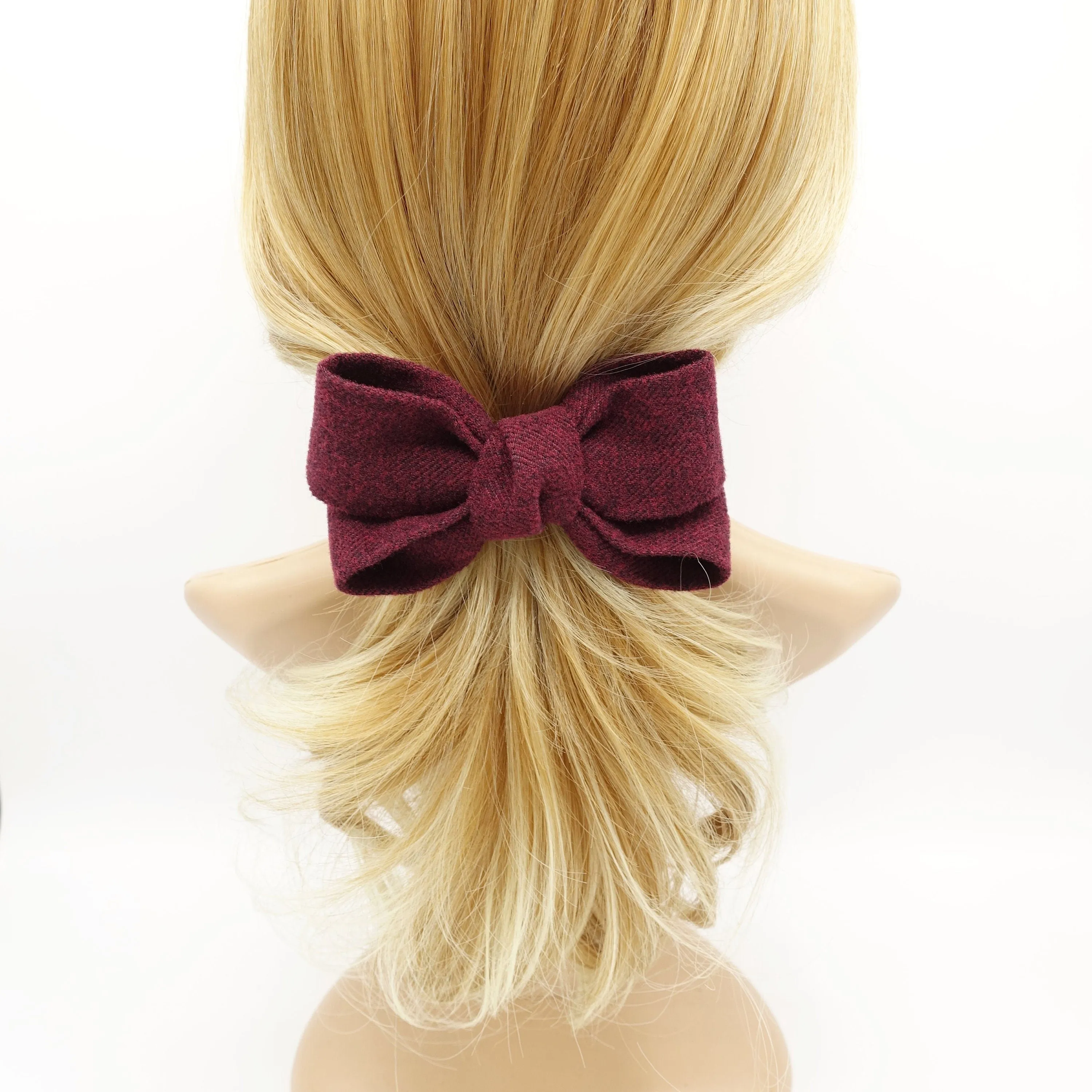 woolen x pattern hair bow Fall Winter women accessory