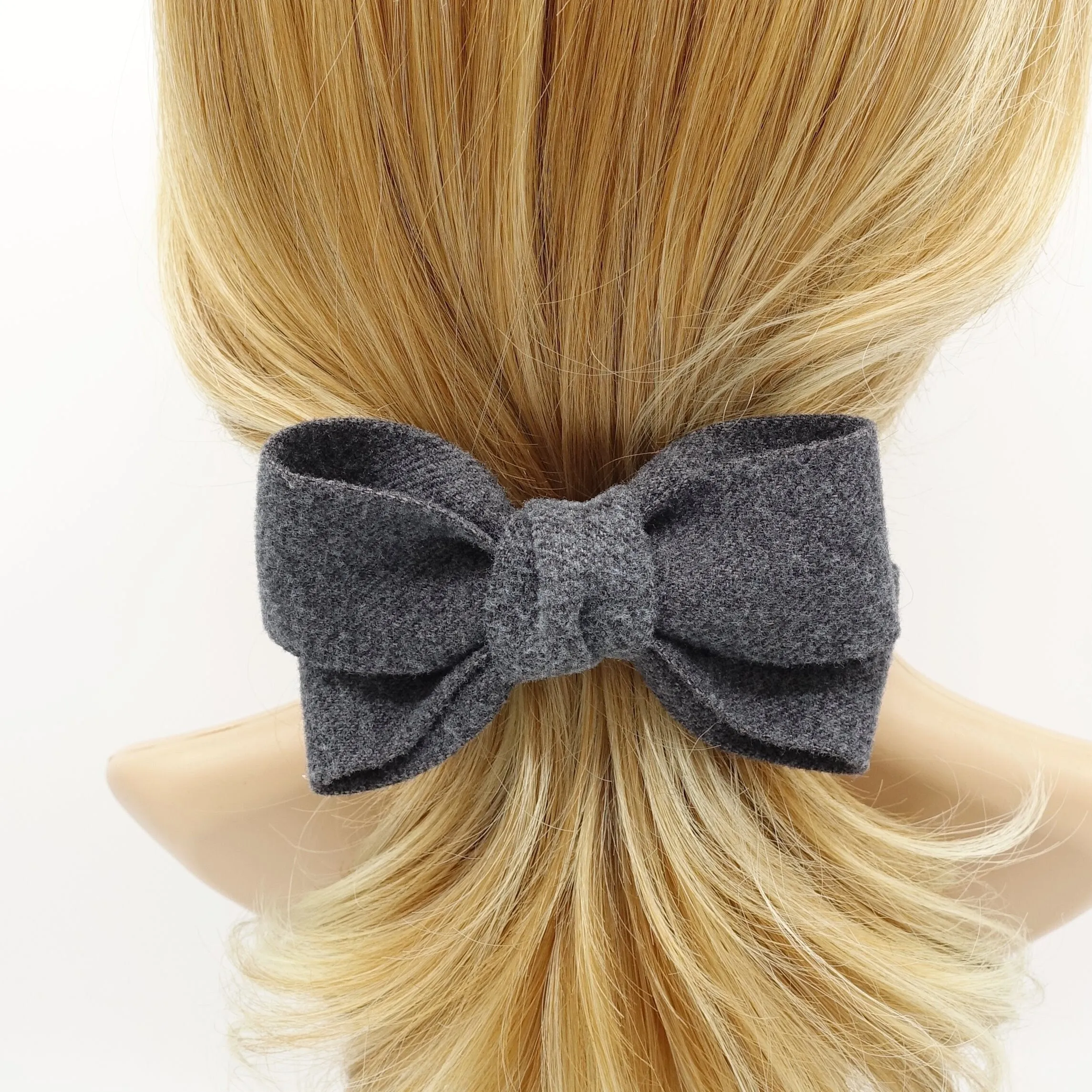 woolen x pattern hair bow Fall Winter women accessory