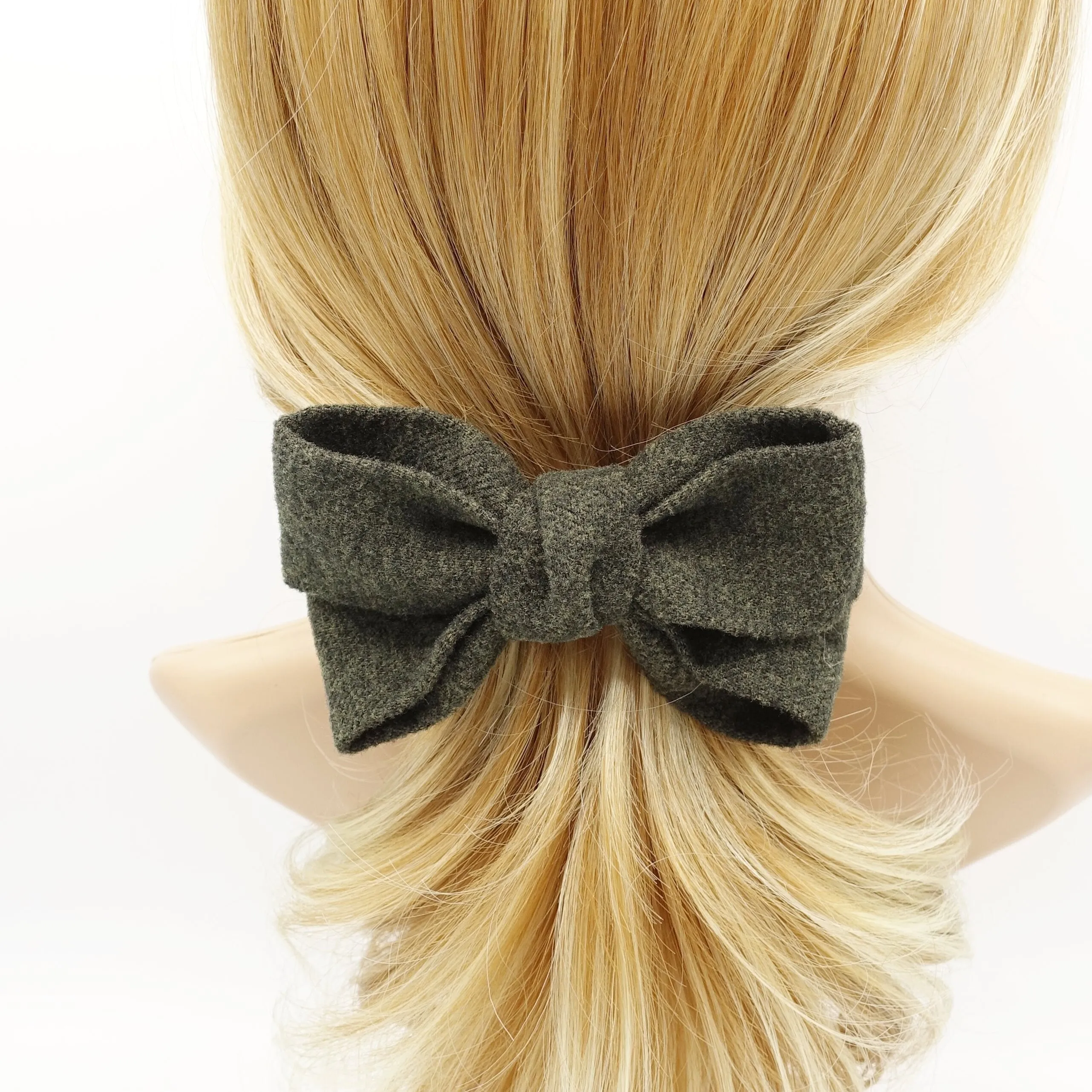 woolen x pattern hair bow Fall Winter women accessory